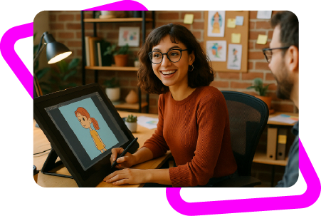 ANIMATOR_WORKING_ON_DRAWING_TABLET animator drawing on her tablet
